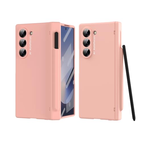 Handy-Klapphülle Kompatibel mit Samsung Galaxy Z Fold 6 Slim S Pen-Handyhülle mit integriertem S Pen-Halter, Displayschutzfolie und Scharnierschutz, stoßfeste, kratzfeste und sturzsichere Ganzkörper-H von LAHDFKAJ