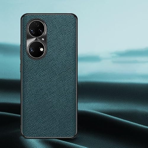 Handyhüllen-Pakete Kompatibel mit Huawei P 50 Pro Lederhülle, schützende, hochwertige, Elegante Handyhülle mit Kameraschutz, rutschfeste, stilvolle Textur, robuste, schlanke Handyhülle Hülle(Green) von LAHDFKAJ