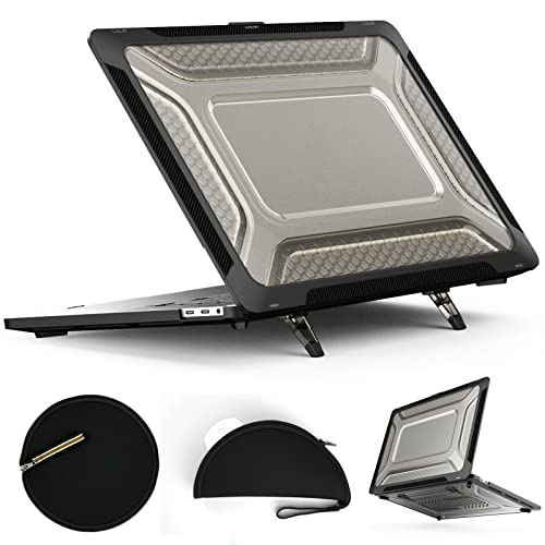 LAHDFKAJ Tablet-Hüllen Compatible with MacBook Pro 16 Zoll Hülle 2020 2019 Release A2141 TPU + PC Dual Layer Anti-Fingerprint Hartschalenhülle mit Ständer + Mauspad Tablet-PC-Hülle(Black) von LAHDFKAJ