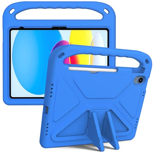 LAHDFKAJ Tablet-Hüllen Compatible with iPad (2022)/10th Generation Case 2022 10.9-inch, Shock Absorbing, with Handle,Eva, Holder, Sturdy Tablet Case for Kids, Lightweight Tablet-PC-Hülle(Blue) von LAHDFKAJ