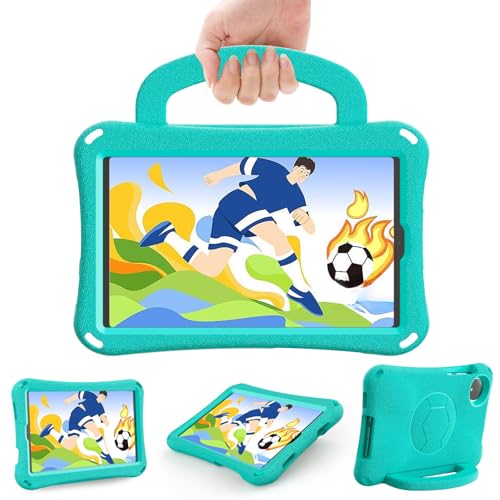 Tablet-Hüllen Kinderhülle kompatibel mit Xiaomi Redmi Pad SE 8,7 Zoll 2024, langlebig, leicht, EVA, kinderfreundlich, stoßfest, Schutzhülle mit Griff, Ständer und Schultergurt Tablet-PC-Hülle(Mint gre von LAHDFKAJ