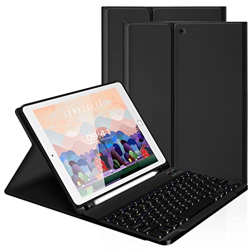 LAMA Kabellose Tastatur Hülle Kompatibel mit 10.2 Zoll iPad 2020 (8th Gen)/iPad 2019 (7th Gen), 10.5 Zoll iPad Air 2019 (3th Gen)/iPad Pro 2017 Bluetooth Tastatur Schützhülle mit Pencil Halter QWERTY von LAMA