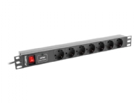 Lanberg PDU-07F-0200-IEC-BK, 1U, Horizontal, Schwarz, 7 AC-Ausgänge, Typ F, C14-Koppler von LANBERG