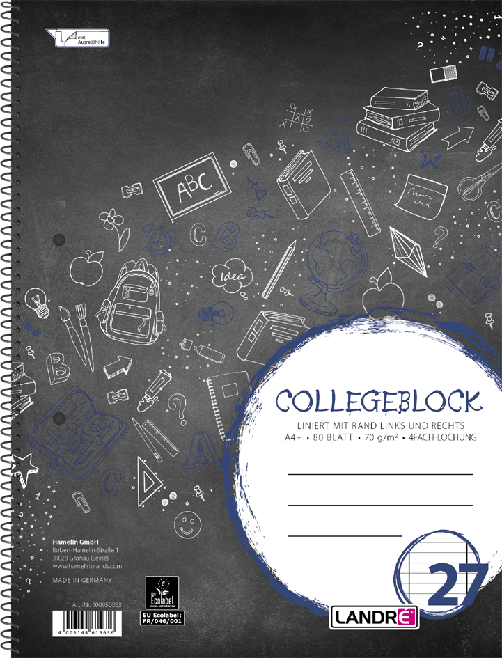 LANDRÉ Collegeblock , College, DIN A5, liniert, 80 Blatt LANDRÉ Collegeblock , College, DIN A5, liniert, 80 Blatt von LANDRÉ