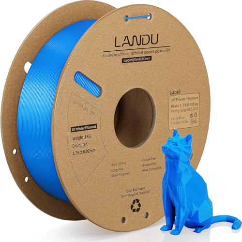 LANDU PLA+(PLA Plus) Filament 1.75mm Maßgenauigkeit +/-0.02mm 3D Drucker Filament 3D Druckmaterialien 1kg(330m) Reibungsloser Druck, Blau von LANDU