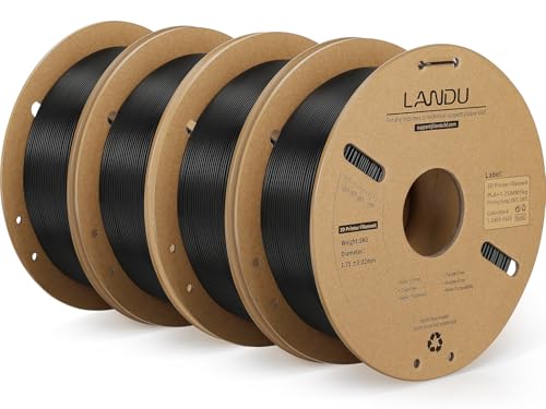 LANDU PLA+ Filament 1.75mm Schwarz 4KG, PLA Plus 3D Drucker Filament, Härter und Stärker Filament-3D-Druckmaterialien, Maßgenauigkeit +/-0,02mm, Kompatibel mit Meisten FDM-Drucker(4KG/Spool, 8.8lbs) von LANDU