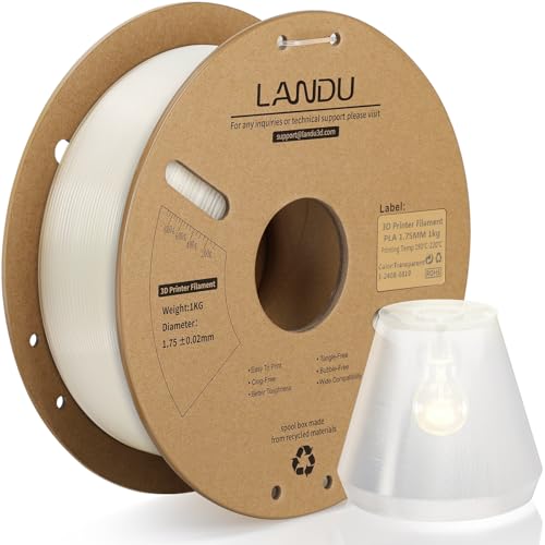 LANDU PLA Filament 1.75mm PLA 3D Drucker Filament 1KG(2.2lbs) Pappspule Sauber Gewickelt Maßgenauigkeit +/-0.02mm Filament 3D Druckmaterialien Klar von LANDU