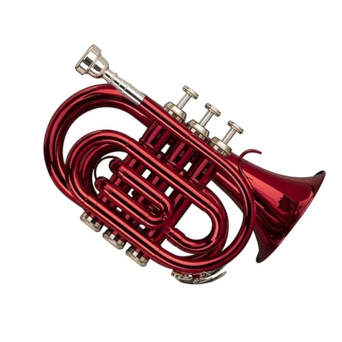 Musikinstrument Trompete Rotes MIni-Taschentrompeteninstrument BB Aus Edelstahl Pisiton von LANHESHI