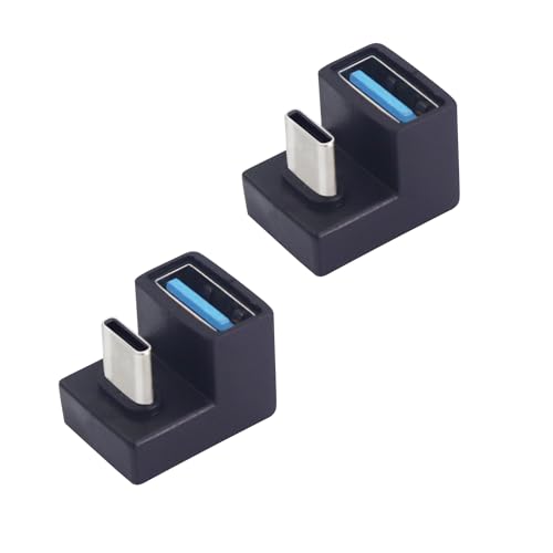 LANMINGLEL 180 Grad Winkel USB 3.1 Adapter U Form USB Buchse auf USB-C Stecker Adapter 10Gbps OTG Datenübertragung Adapter für Laptop 2 Pack (USB F/C M) von LANMINGLEL