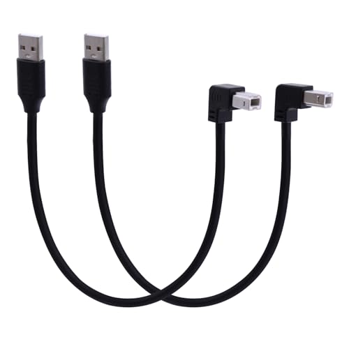 LANMINGLEL 90 Grad Kurz USB Drucker Kabel USB 2.0 Typ A Stecker gewinkelt b männlich Scanner Kabel für Laptop PC Drucker (Winkel nach unten und Winkel oben) von LANMINGLEL