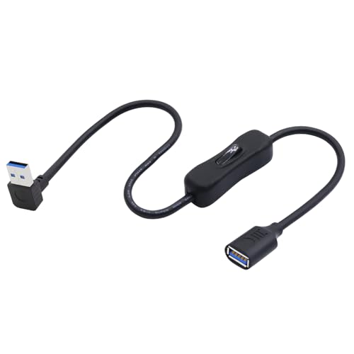 LANMINGLEL 90 Grad USB 3,0 Schalter Verlängerungskabel USB Stecker zu Buchse Kabel mit Ein/Aus Schalter Kurzes USB 3,0 Kabel Unterstützt Daten und Strom für LED Streifen, USB Lüfter (auf) von LANMINGLEL