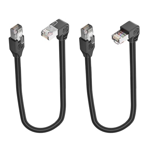 LANMINGLEL Kurzes 90 Grad Cat5e Ethernet Kabel Cat 5e LAN Verlängertes Kabel RJ45 Stecker zu Stecker Netzwerkkabel für Router Modem Smart TV PC Computer Laptop 30CM (Up Down) von LANMINGLEL