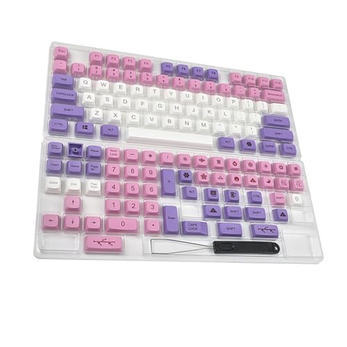 Tastenkappen-Set, ZDA-Profil für mechanische Tastatur, 134 Tasten, DyeSub PBT, Violett, Rosa, Tastenkappe, Persönlichkeitstastenkappe, ANSI von LARUISEE