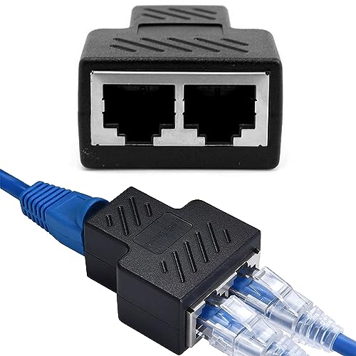 LASIEYO LAN Splitter 1 auf 1000Mbps Out, RJ45 LAN Splitter,1 auf 2 LAN Splitter für CAT 6 LAN Ethernet Kabel Extender Netzwerk Adapter Stecker für Breitbandverbindung im Home Office von LASIEYO