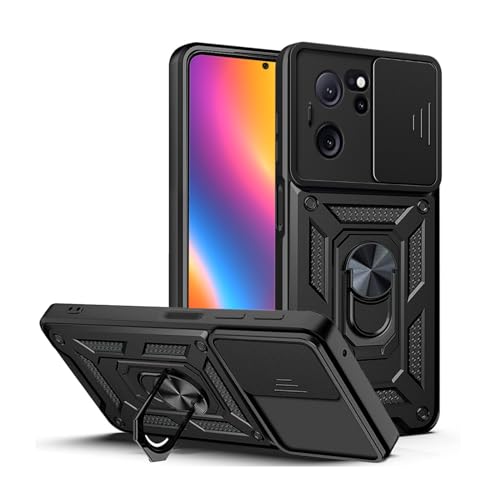 LBH Armor Hülle für Xiaomi 13T / 13T Pro Case mit Kameraschutz Outdoor Stoßfest Handyhülle 360 Grad Metal Ring Halter Ständer Schutzhülle für Handyhalterung Auto Magnet Schwarz von LBH