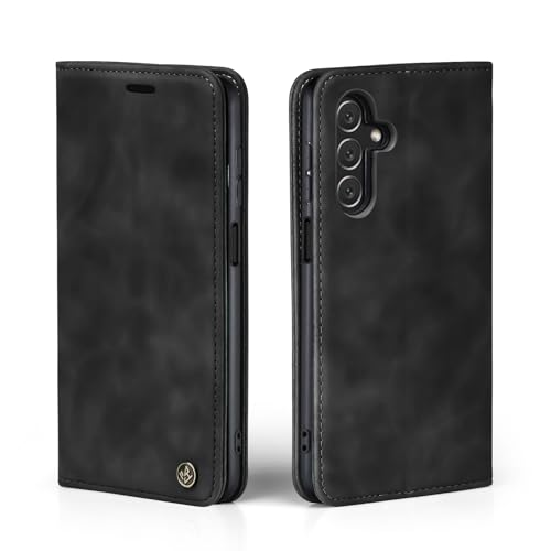 LBH Handyhülle für Samsung Galaxy A25 5G in Schwarz mit Karten- und Geldfach Smartphone Hülle mit Standfunktion Flip Case Schutzhülle Magnetverschluss Vintage von LBH