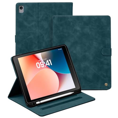 LBH Tablethülle für iPad Pro/iPad Air 3 10.5 Zoll in Petrol Blau Auto Sleep Wake Standfunktion Mehrfachwinkel Magnetverschluss Edel Vintage Retro Tabletcover von LBH