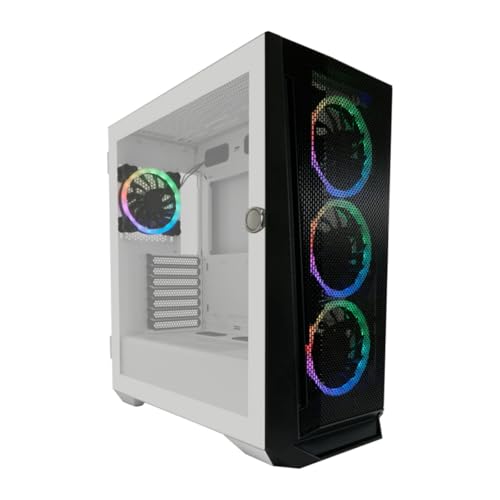 LC-Power Gaming-Gehäuse Gaming 805BW Holo-1_X – ATX-Midi-Tower mit Mesh-Frontpanel, 4x 120mm ARGB-Lüfter, USB-C & USB-A, Hartglas-Seitenteil, bis zu 11 Lüfter erweiterbar, Kabelmanagement, 4 HDD/SSD-S von LC-POWER