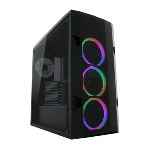 LC-Power Gaming-Gehäuse Gaming 998B Rambot – ATX Midi-Tower mit 4 ARGB-Lüftern, Hartglas-Seitenteil, Platz für 8 HDD/SSD, 360 mm Radiator kompatibel, USB 3.0, Fernbedienung zur Farbsteuerung von LC-POWER