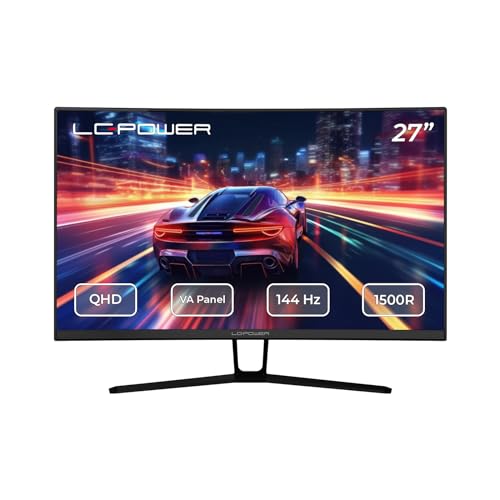 LC-POWER LC-M27-QHD-144-C-V2 27 Zoll Gaming Curved Monitor (QHD, 3 HDMI, DisplayPort, Free-Sync, 144 Hz, 2560x1440, 1500R) von LC-Power