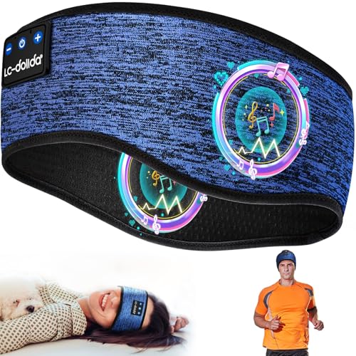 LC-dolida SchlafKopfhörer Stirnband Bluetooth 5.4,Kabellos 14+ Stunden Wiedergabe Sleep Headphones Kopfhörer Schlafen für Männer und Frauen,Stirnband Kopfhörer mit Mikrofonen für Training,Joggen,Yoga von LC-dolida