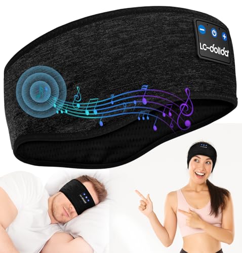 Schlafkopfhörer Bluetooth 5.4, Schlaf Stirnband Kopfhörer Headband Schlafmaske, Sportskopfhörer Musik schlafen Stirnband für Sport Training, Joggen, Yoga, Reisen von LC-dolida