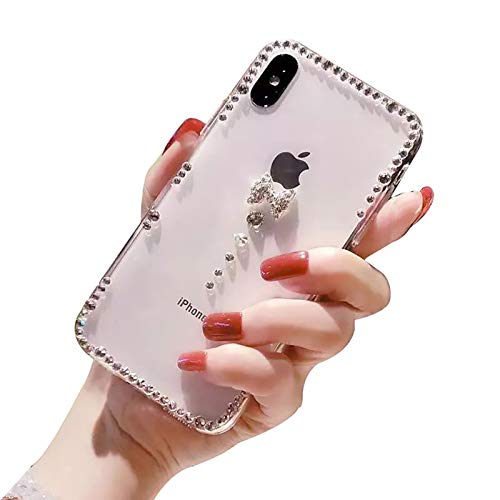 LCHDA Diamant Hülle für iPhone 16 Pro 6.3",Glänzend Strass Bling Glitzer Juwel Funkeln Klar Kristall Steine Silikon Stoßstange Schutzhülle für Frauen Mädchen - Kleine von LCHDA