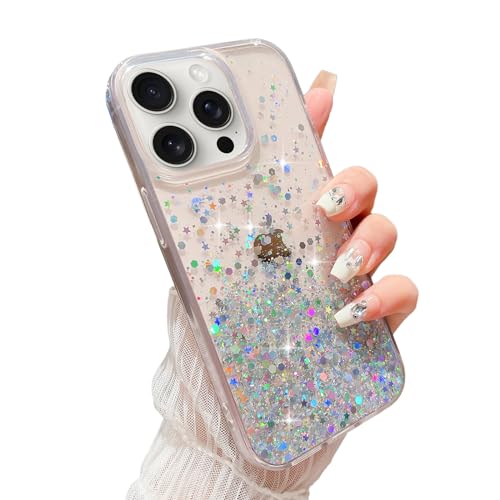 LCHULLE Glitzer Hülle Kompatibel mit iPhone 14 Pro(6.1 Zoll) Handyhülle Mädchen Schuzhülle Glitzer klar TPU Bumper Silikon Hülle Handyhülle Tasche Case Cover für iPhone 14 Pro Transparent von LCHULLE