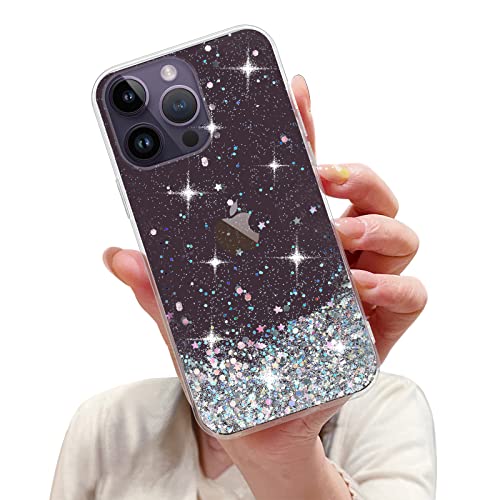 LCHULLE Glitzer Hülle Kompatibel mit iPhone 14 Pro Max(6.7 Zoll) Handyhülle Mädchen Schuzhülle Glitzer klar TPU Bumper Silikon Hülle Handyhülle Tasche Case Cover für iPhone 14 Pro Max Rosa von LCHULLE