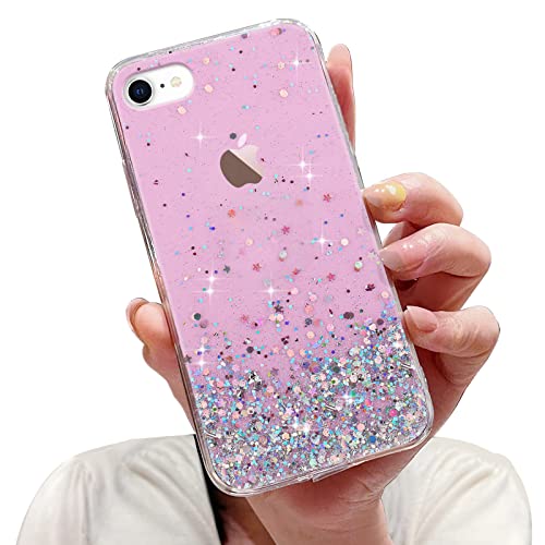 LCHULLE Glitzer Hülle Kompatibel mit iPhone 6/6S(4.7 Zoll) Handyhülle Mädchen Schuzhülle Glitzer klar TPU Bumper Silikon Hülle Handyhülle Tasche Case Cover für iPhone 6/6S Rosa von LCHULLE