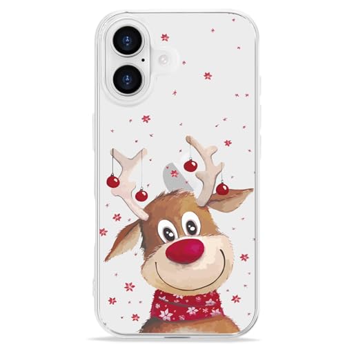 LCHULLE Weihnachten Handyhülle Kompatibel mit iPhone 16 Plus(6.7 Zoll) Hülle Weihnachten Transparent Silikonhülle Christmas Case Cover TPU-Bumper Durchsichtig Schutzhülle für iPhone 16 Plus von LCHULLE