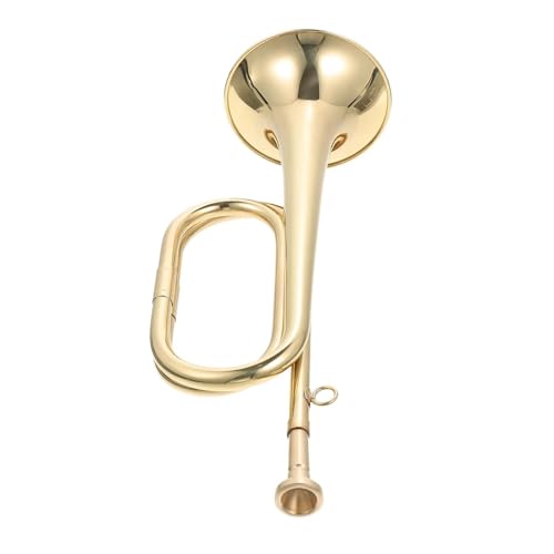 Miniatur Trompete Goldene Trompete aus Messing flaches Instrument silbernes Mini-Taschentrompete flaches Maul aus Messing Blasinstrument von LCSUHNI