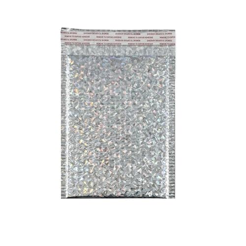 verdickte Briefumschläge, 50 Stück holografischer Versandumschlag, silberfarben, Kuriertasche, gepolsterte Luftpolsterumschläge, Verpackungsbeutel for den Versand(Silvery,15 * 20cm) von LCUVIMPEX