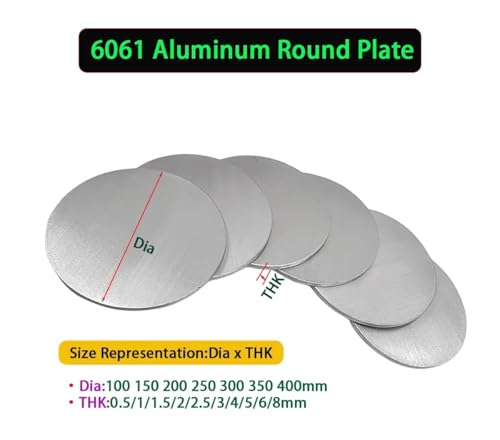 6061 Aluminium runde Platte kreisförmigen Blatt disc Home DIY CNC Metall thk0.5/1/1.5/2/2.5/3/4/5/6/8mm dia100-400mm(Diameter 250mm 1pc,Thickness 8mm) von LDHNFBYV