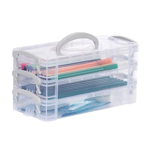 Aufbewahrungsbox für Markierungsstifte 3/6-schicht Pinsel Box Tragbare Abnehmbare Farbe Stift Lagerung Box Multi-funktion Aquarell Schreibwaren Veranstalter Student für Büro(Grey,Large) von LDLAXM