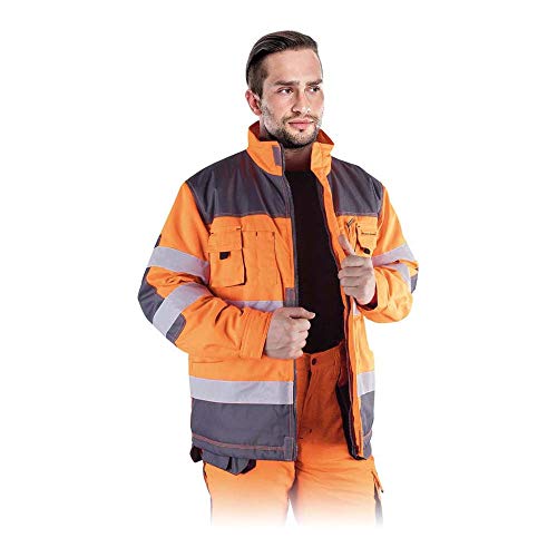 Leber & Hollman Herren Schutzjacke LH-FMNWX-J, 80% Polyester 20% Baumwolle 270 g/m2, Futter 100% Polyester 220 g/m2, Hochkragen, Reiß- und Klettverschluss vorne, Reflexionsstreifen von LEBER & HOLLMAN