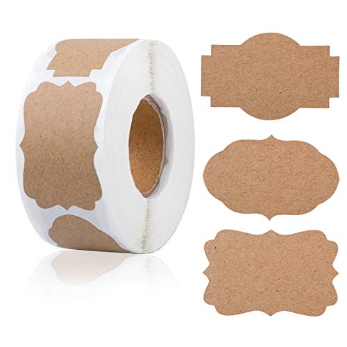 LECOKIT 500 Stück Kraftpapier- Aufkleber (5.5x3.5cm braunen) Etiketten Selbstklebende für Küche Marmelade, Basteln,Geschenkaufkleber von LECOKIT