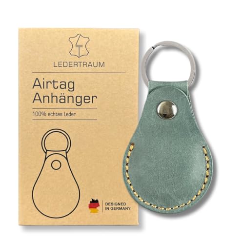 LEDERTRAUM Airtag Anhänger ECHT-Leder in türkis, Airtag Schlüsselnanhänger aus Leder, Airtag Hülle kompatibel mit Apple Airtag, Schlüsselanhänger Airtag Leder (türkis) von LEDERTRAUM