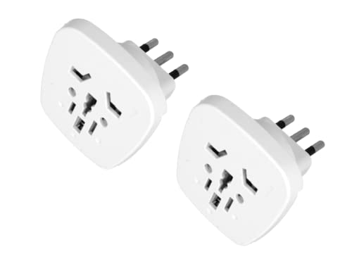 2 Stück Universal Reiseadapter, 16A Schuko Stecker auf UK USA AUS CN Buchse Konverter, Europa Italien auf Schuko Adapter von LEDLUX