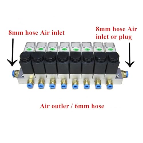 Electronic starter 1PC Solenoid valve busbar 2 way Pneumatic Aluminium sets 2V025-06 Port 1/8 1/4 pushfit fittings 6mm DC24V/12V AC220V/110V(10-Set,110V) von LEDVXFSVY