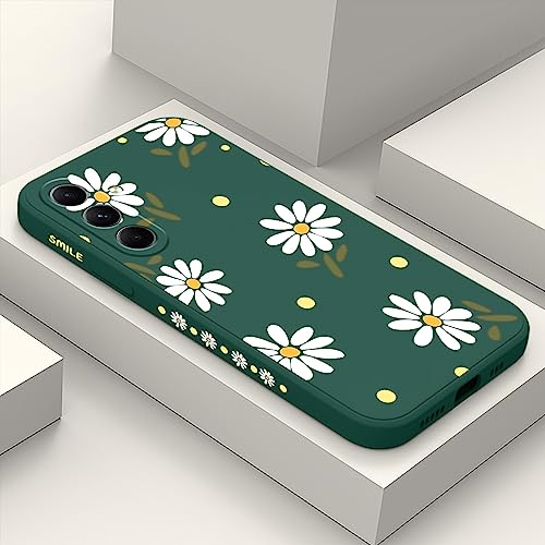 LEECG Schutzhülle für Samsung Galaxy A54 5G, Motiv: Blumen und Schmetterlinge für Mädchen, rutschfest, stoßfest, Flexibilität, weicher Schutz für A54 5g, Gänseblümchen-Grün von LEECG