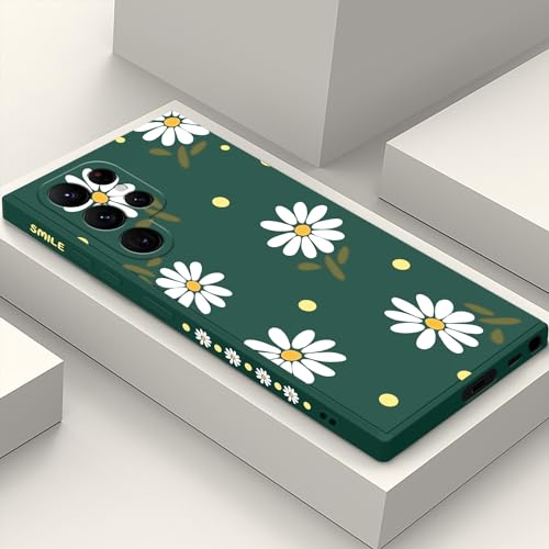 LEECG für Samsung Galaxy S22 Ultra 5G Hülle Modische Blumen Designs Weiches Silikon Tropfen Schützenden Fingerabdruck für Galaxy S22 Ultra 5G Hülle-Dunkelgrün 1 von LEECG