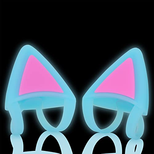 LEFXMOPHY Cat Ear Add-Ons für Headset-Ersatz für Xbox PS4 PS5 Kopfhörer, Silikon-Ohrriemen, Zubehör für Gamer, Mädchen, blau, leuchtet im Dunkeln von LEFXMOPHY