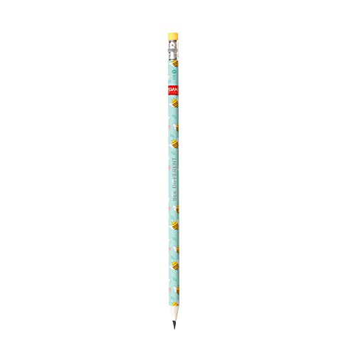 Legami SCV0068 Bleistift aus Recyclingpapier, H18,5 cm, Ø0,7 cm, HB-Mine, Bee, vortemperierter Radiergummi, für Schule/Büro, zum Zeichnen, Schreiben, Skizzieren, umweltfreundlich von LEGAMI