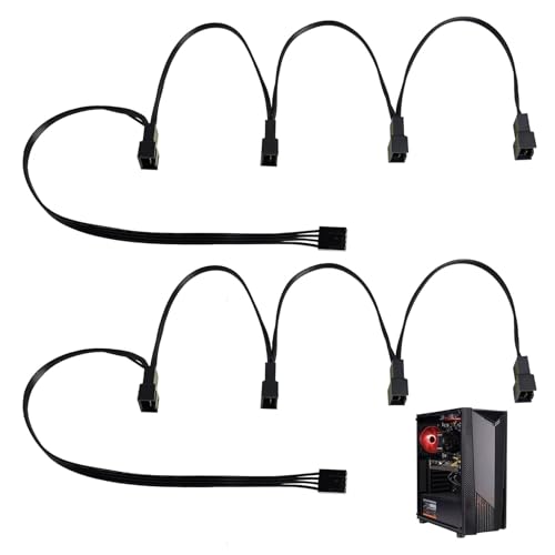 4-Pin PWM Fan Splitter Cable, 2 Pack Verlängerungskabel für Lüfter, PWM-Splitterkabel, mehrere Anschlüsse für Lüfter, Verlängerungskabel, Y-Splitterkabel, PC - Schwarz von LEIBOCHAO