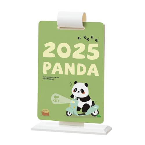 LEIDJGUN 2025 Tischkalender Jahreskalender Cartoon Panda Kalender Liebevolle Tierkalender Stehkalender Tischkalender von LEIDJGUN