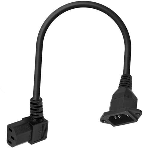 LEIDJGUN 90 Grad C13-Buchse auf C14-Stecker mit Schraubenloch-Adapter-Verlängerungskabel IEC320 C14 auf C13 nach oben/unten/links/rechts abgewinkeltes Kabel von LEIDJGUN