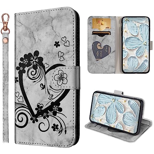 LEINOTWANCH Handyhülle für Samsung Galaxy Note20 Ultra 5G Hülle Liebe+ Kirschblüten Leder Magnetic Closure Etui Klapphülle Wallet Handytasche Anti-Diebstahl Flip Cover Handyhülle,Schwarz von LEINOTWANCH