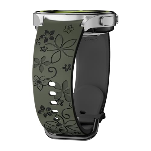 LEIXIUER Floral Gravierte Silikon Armband Kompatibel mit Samsung Galaxy Watch Armband 7/6/5/4 40mm 44mm,20mm Smartwatch Damen Armband für Galaxy Watch 6/4 Classic Ersatzarmband 43mm 47mm 42mm 46mm von LEIXIUER