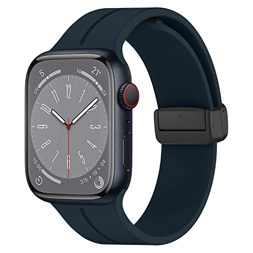 Magnetband Kompatibel mit Apple Watch Ultra/2 Armband 49mm 45mm 44mm 46mm 42mm 41mm 40mm iWatch Armbänder 38mm 42mm,Silikon Magnet Armband für iWatch Series 10/9 8/7/6/5/4/3/SE 2nd Herren/Damen von LEIXIUER